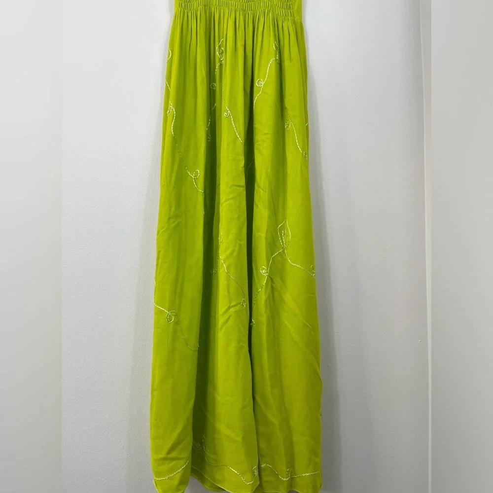 Iland Planet Miami Beach Elegant Green Embroidered Dress Straps Beach Size S/M? - Picture 11 of 16